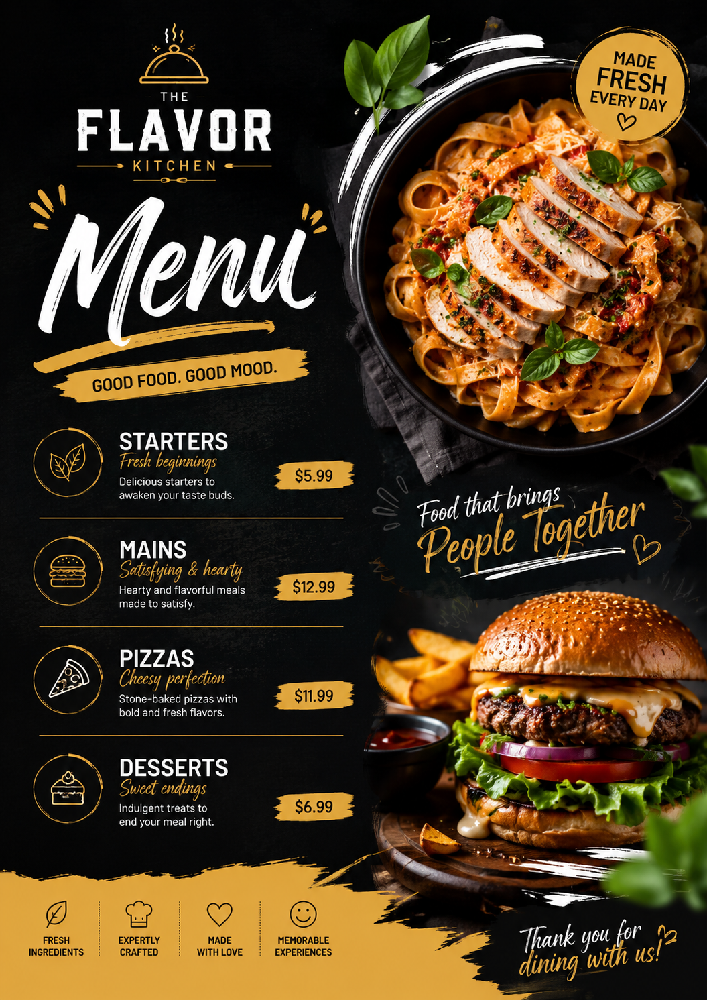 High-impact menu design and restaurant digital marketing strategies to increase online food orders.